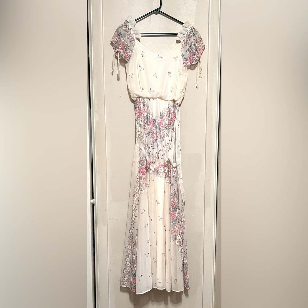 Vtg Zum Zum Dress Size 5 Womens Long Maxi Floral Print Sleeveless CottageCore